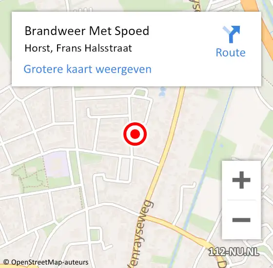 Locatie op kaart van de 112 melding: Brandweer Met Spoed Naar Horst, Frans Halsstraat op 18 maart 2022 08:50