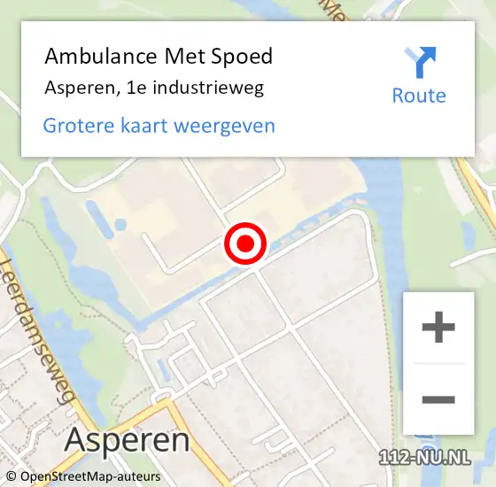 Locatie op kaart van de 112 melding: Ambulance Met Spoed Naar Asperen, 1e industrieweg op 18 maart 2022 08:52