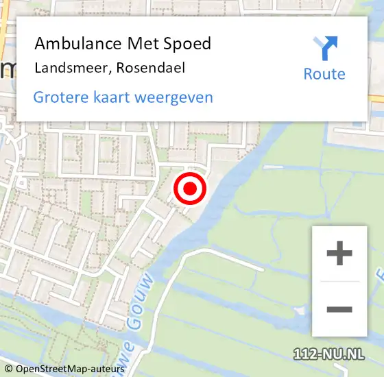 Locatie op kaart van de 112 melding: Ambulance Met Spoed Naar Landsmeer, Rosendael op 18 maart 2022 08:54