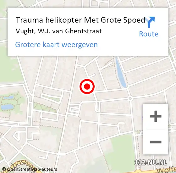 Locatie op kaart van de 112 melding: Trauma helikopter Met Grote Spoed Naar Vught, W.J. van Ghentstraat op 18 maart 2022 09:13