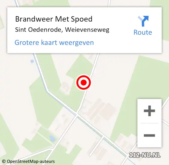 Locatie op kaart van de 112 melding: Brandweer Met Spoed Naar Sint Oedenrode, Weievenseweg op 18 maart 2022 09:24