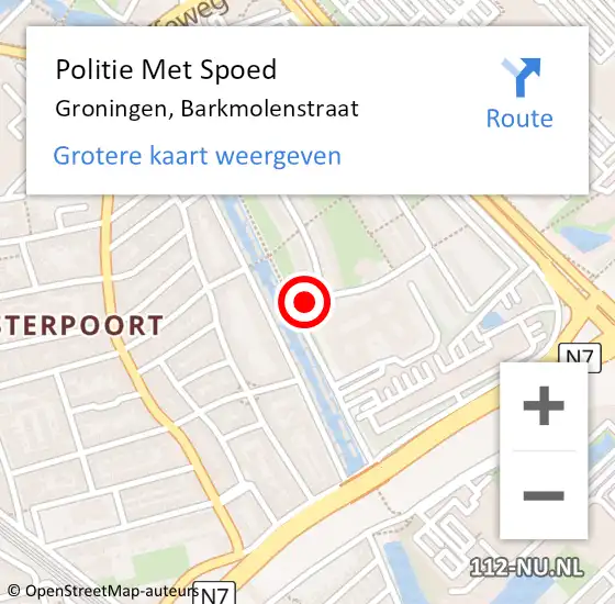 Locatie op kaart van de 112 melding: Politie Met Spoed Naar Groningen, Barkmolenstraat op 18 maart 2022 09:28