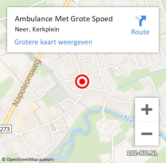 Locatie op kaart van de 112 melding: Ambulance Met Grote Spoed Naar Neer, Kerkplein op 18 maart 2022 09:45