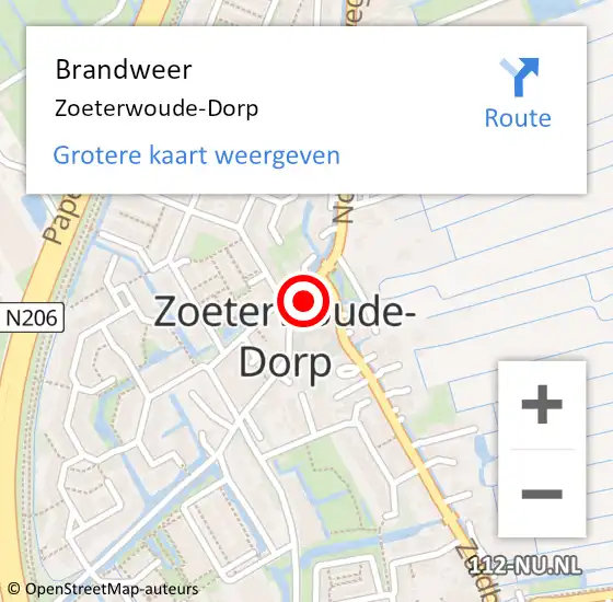 Locatie op kaart van de 112 melding: Brandweer Zoeterwoude-Dorp op 18 maart 2022 10:20