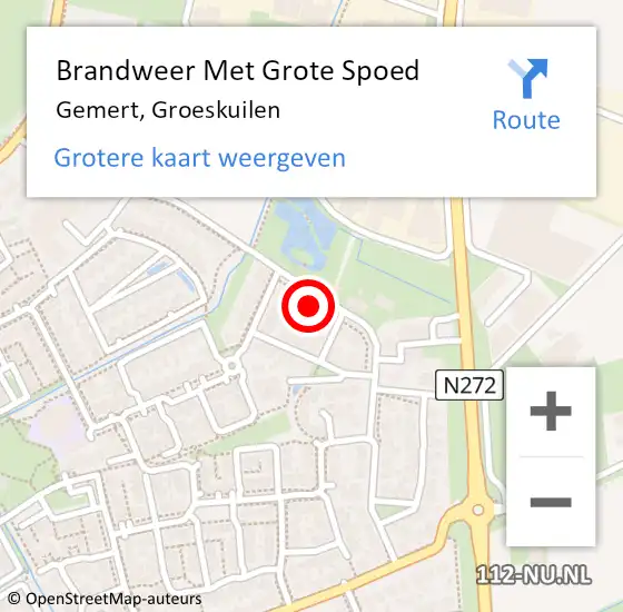 Locatie op kaart van de 112 melding: Brandweer Met Grote Spoed Naar Gemert, Groeskuilen op 18 maart 2022 10:23