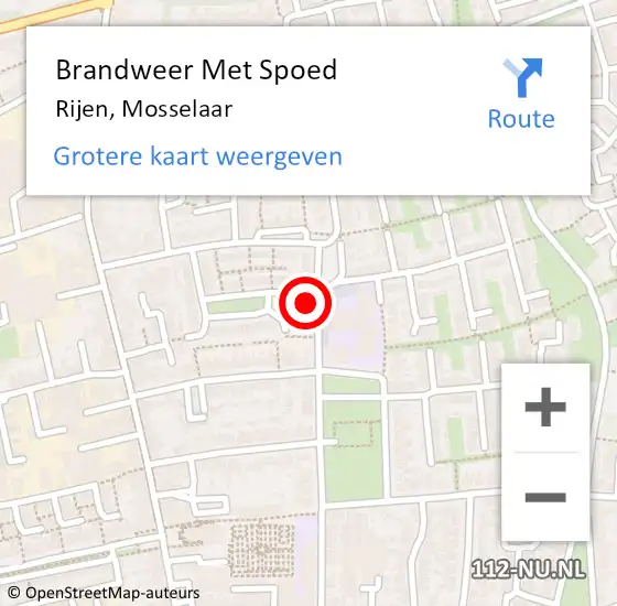 Locatie op kaart van de 112 melding: Brandweer Met Spoed Naar Rijen, Mosselaar op 18 maart 2022 10:30