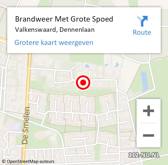 Locatie op kaart van de 112 melding: Brandweer Met Grote Spoed Naar Valkenswaard, Dennenlaan op 18 maart 2022 10:36