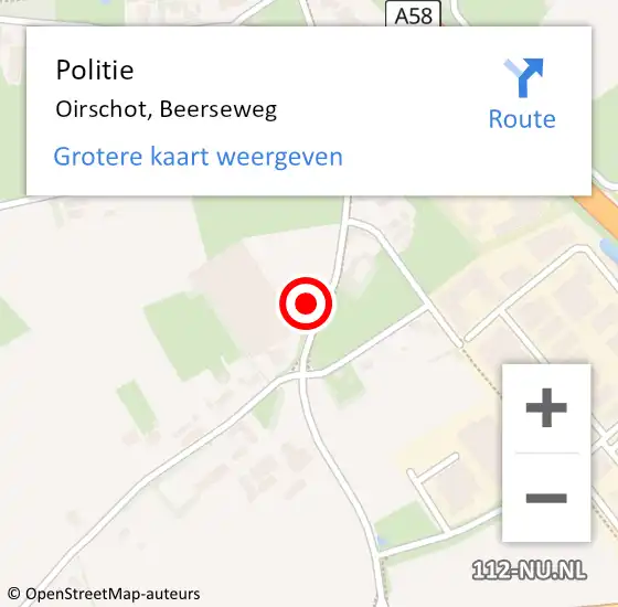 Locatie op kaart van de 112 melding: Politie Oirschot, Beerseweg op 18 maart 2022 10:55