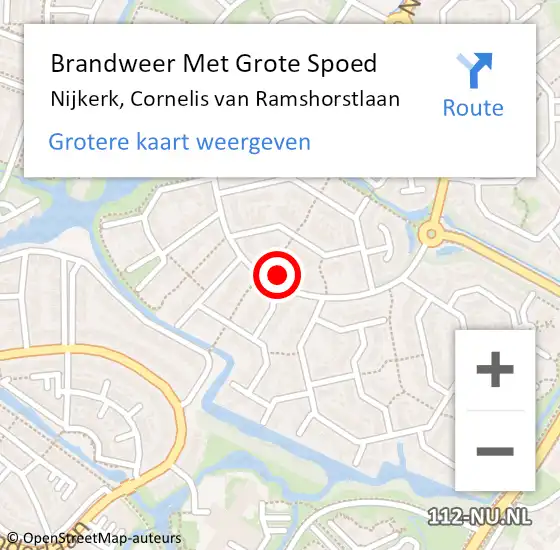 Locatie op kaart van de 112 melding: Brandweer Met Grote Spoed Naar Nijkerk, Cornelis van Ramshorstlaan op 18 maart 2022 10:56