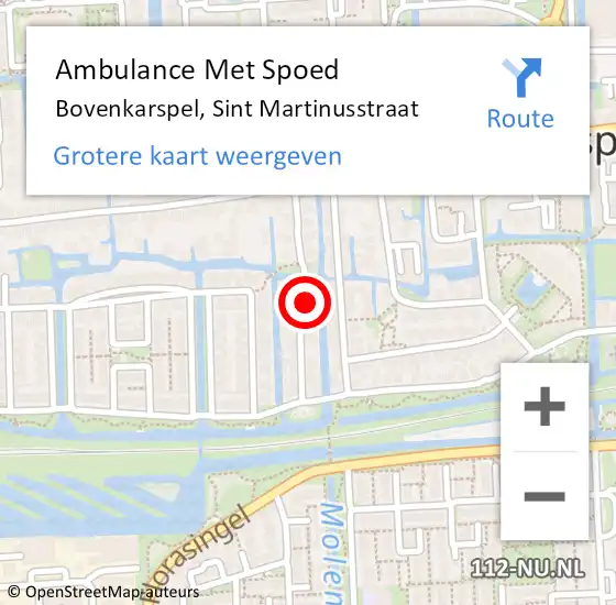 Locatie op kaart van de 112 melding: Ambulance Met Spoed Naar Bovenkarspel, Sint Martinusstraat op 18 maart 2022 10:57