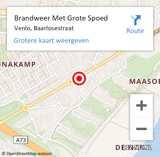 Locatie op kaart van de 112 melding: Brandweer Met Grote Spoed Naar Venlo, Baarlosestraat op 18 maart 2022 11:06