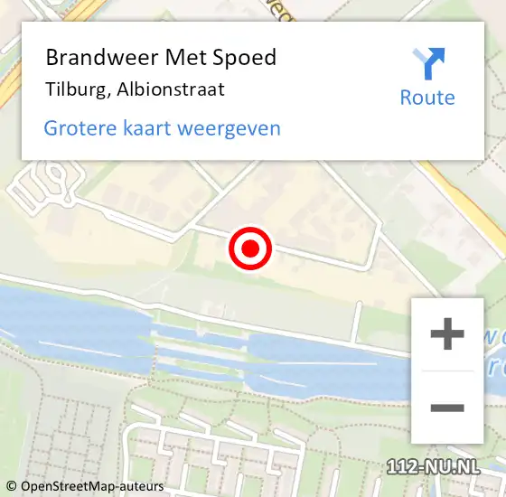 Locatie op kaart van de 112 melding: Brandweer Met Spoed Naar Tilburg, Albionstraat op 18 maart 2022 11:09