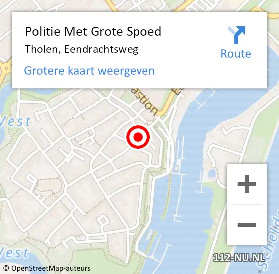 Locatie op kaart van de 112 melding: Politie Met Grote Spoed Naar Tholen, Eendrachtsweg op 18 maart 2022 11:19