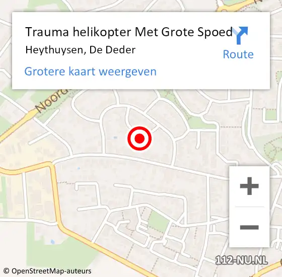 Locatie op kaart van de 112 melding: Trauma helikopter Met Grote Spoed Naar Heythuysen, De Deder op 18 maart 2022 11:38