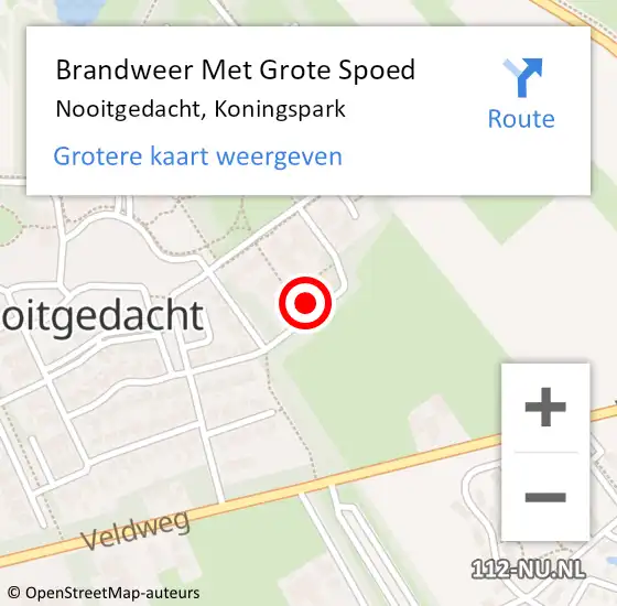 Locatie op kaart van de 112 melding: Brandweer Met Grote Spoed Naar Nooitgedacht, Koningspark op 18 maart 2022 11:42