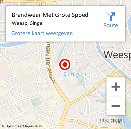 Locatie op kaart van de 112 melding: Brandweer Met Grote Spoed Naar Weesp, Singel op 18 maart 2022 11:44