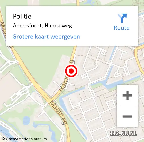 Locatie op kaart van de 112 melding: Politie Amersfoort, Hamseweg op 18 maart 2022 11:54