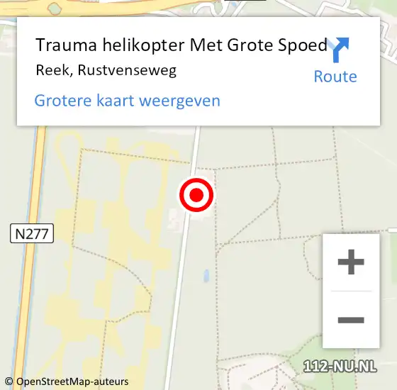 Locatie op kaart van de 112 melding: Trauma helikopter Met Grote Spoed Naar Reek, Rustvenseweg op 18 maart 2022 12:05