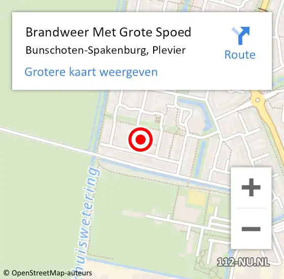 Locatie op kaart van de 112 melding: Brandweer Met Grote Spoed Naar Bunschoten-Spakenburg, Plevier op 18 maart 2022 12:05