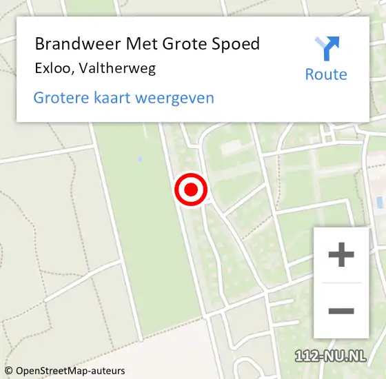 Locatie op kaart van de 112 melding: Brandweer Met Grote Spoed Naar Exloo, Valtherweg op 18 maart 2022 12:16