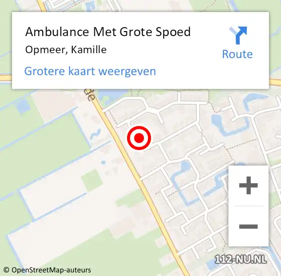 Locatie op kaart van de 112 melding: Ambulance Met Grote Spoed Naar Opmeer, Kamille op 18 maart 2022 12:38