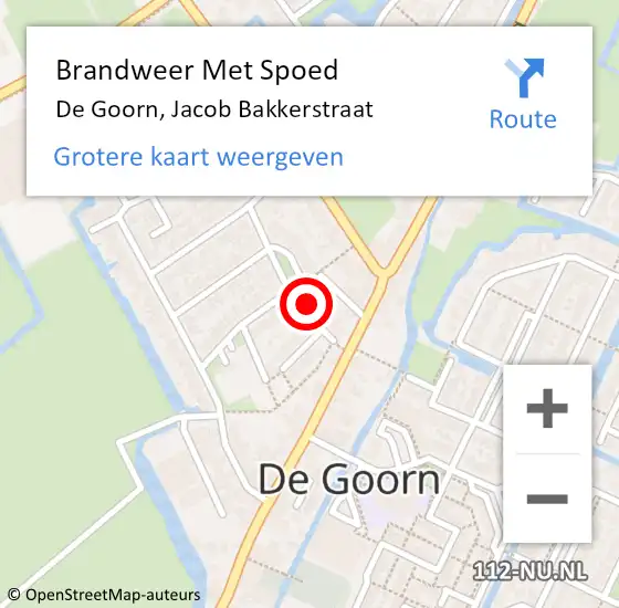 Locatie op kaart van de 112 melding: Brandweer Met Spoed Naar De Goorn, Jacob Bakkerstraat op 18 maart 2022 12:38