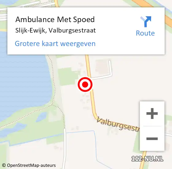 Locatie op kaart van de 112 melding: Ambulance Met Spoed Naar Slijk-Ewijk, Valburgsestraat op 18 maart 2022 12:55