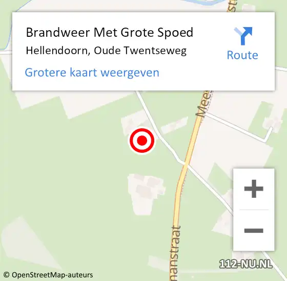 Locatie op kaart van de 112 melding: Brandweer Met Grote Spoed Naar Hellendoorn, Oude Twentseweg op 18 maart 2022 13:24
