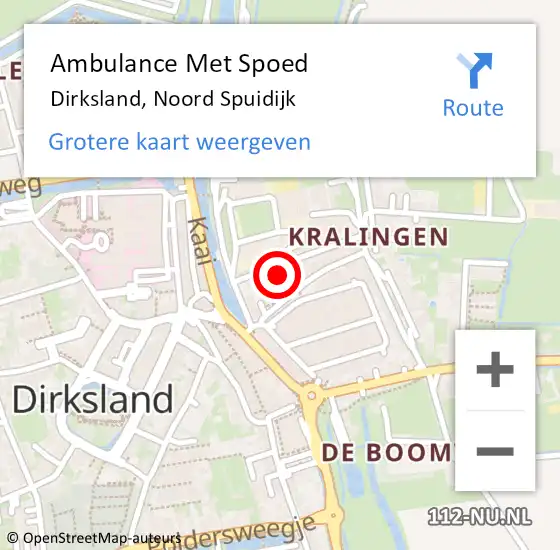 Locatie op kaart van de 112 melding: Ambulance Met Spoed Naar Dirksland, Noord Spuidijk op 18 maart 2022 13:25