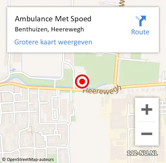 Locatie op kaart van de 112 melding: Ambulance Met Spoed Naar Benthuizen, Heerewegh op 18 maart 2022 13:29