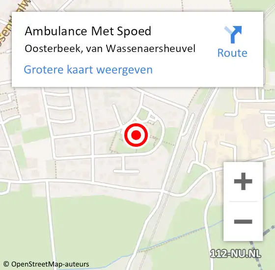 Locatie op kaart van de 112 melding: Ambulance Met Spoed Naar Oosterbeek, van Wassenaersheuvel op 18 maart 2022 13:30