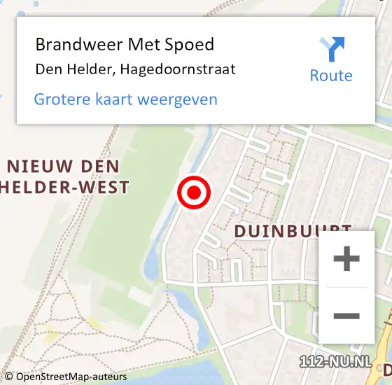 Locatie op kaart van de 112 melding: Brandweer Met Spoed Naar Den Helder, Hagedoornstraat op 18 maart 2022 13:35