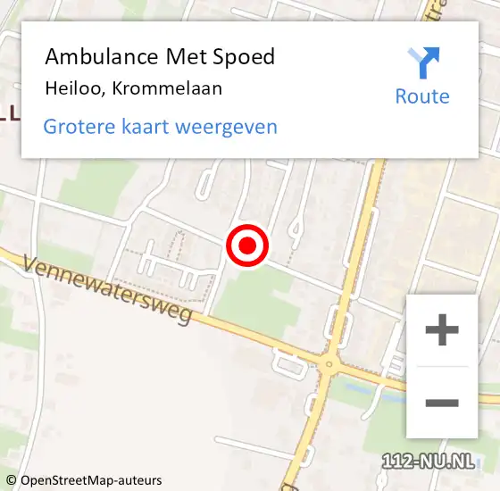 Locatie op kaart van de 112 melding: Ambulance Met Spoed Naar Heiloo, Krommelaan op 18 maart 2022 13:38