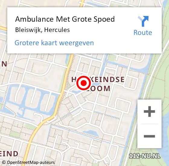 Locatie op kaart van de 112 melding: Ambulance Met Grote Spoed Naar Bleiswijk, Hercules op 18 maart 2022 13:40