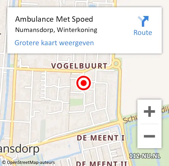 Locatie op kaart van de 112 melding: Ambulance Met Spoed Naar Numansdorp, Winterkoning op 18 maart 2022 13:50