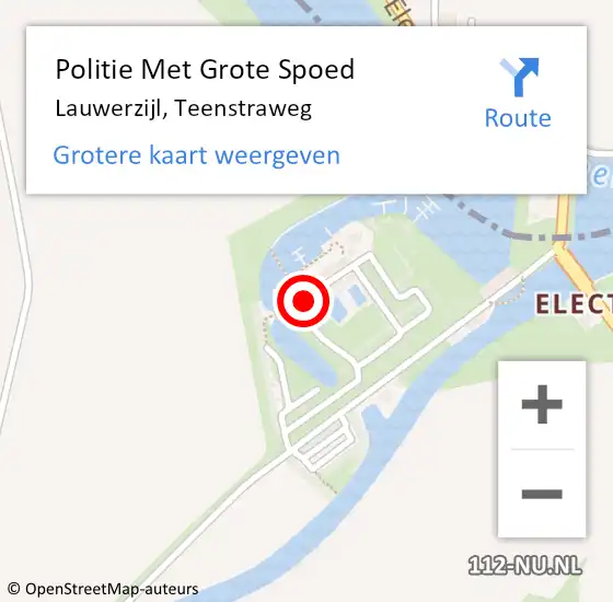 Locatie op kaart van de 112 melding: Politie Met Grote Spoed Naar Lauwerzijl, Teenstraweg op 18 maart 2022 13:56