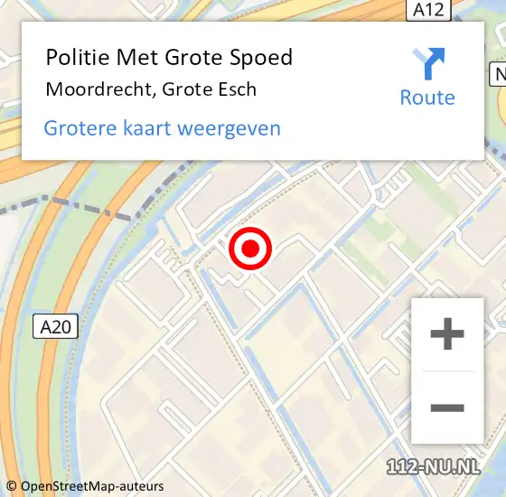 Locatie op kaart van de 112 melding: Politie Met Grote Spoed Naar Moordrecht, Grote Esch op 18 maart 2022 14:00