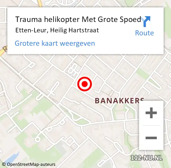 Locatie op kaart van de 112 melding: Trauma helikopter Met Grote Spoed Naar Etten-Leur, Heilig Hartstraat op 18 maart 2022 14:04