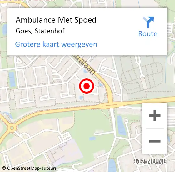 Locatie op kaart van de 112 melding: Ambulance Met Spoed Naar Goes, Statenhof op 11 juli 2014 13:07