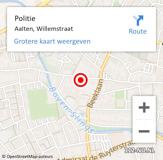 Locatie op kaart van de 112 melding: Politie Aalten, Willemstraat op 18 maart 2022 14:12