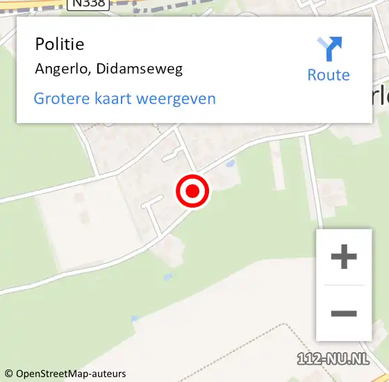 Locatie op kaart van de 112 melding: Politie Angerlo, Didamseweg op 18 maart 2022 14:18