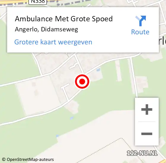 Locatie op kaart van de 112 melding: Ambulance Met Grote Spoed Naar Angerlo, Didamseweg op 18 maart 2022 14:19