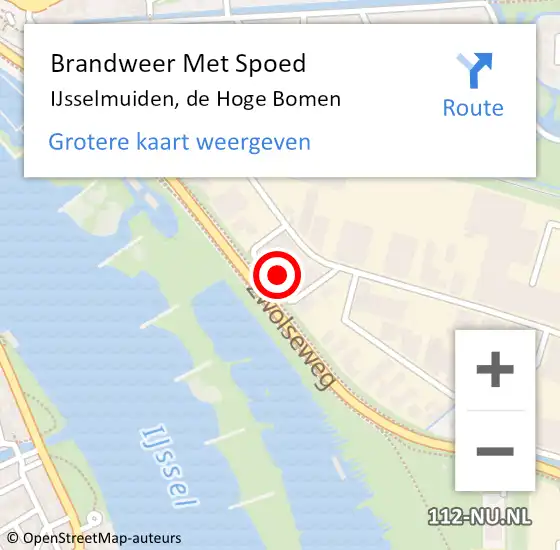 Locatie op kaart van de 112 melding: Brandweer Met Spoed Naar IJsselmuiden, de Hoge Bomen op 18 maart 2022 14:26