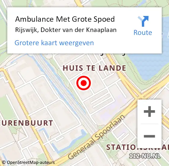 Locatie op kaart van de 112 melding: Ambulance Met Grote Spoed Naar Rijswijk, Dokter van der Knaaplaan op 18 maart 2022 14:27
