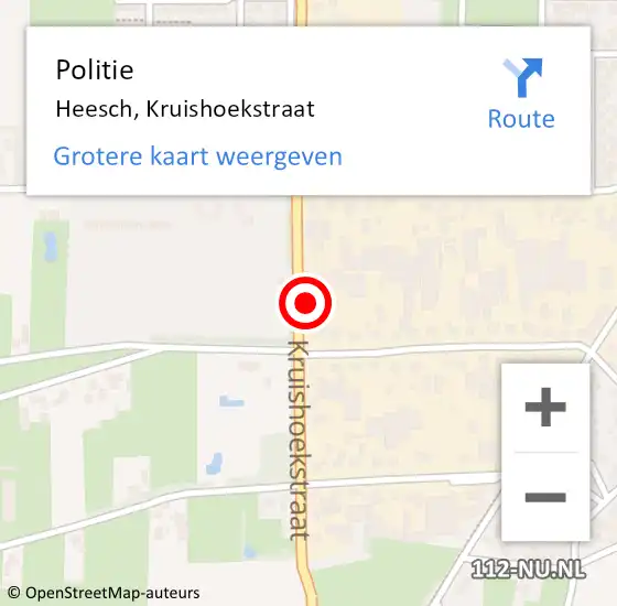 Locatie op kaart van de 112 melding: Politie Heesch, Kruishoekstraat op 18 maart 2022 14:48