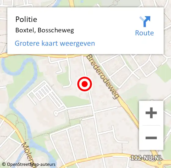 Locatie op kaart van de 112 melding: Politie Boxtel, Bosscheweg op 18 maart 2022 14:54