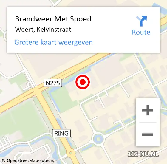 Locatie op kaart van de 112 melding: Brandweer Met Spoed Naar Weert, Kelvinstraat op 18 maart 2022 14:55