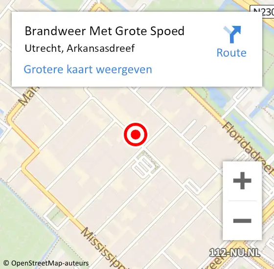 Locatie op kaart van de 112 melding: Brandweer Met Grote Spoed Naar Utrecht, Arkansasdreef op 18 maart 2022 14:56