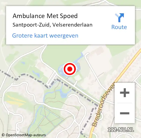 Locatie op kaart van de 112 melding: Ambulance Met Spoed Naar Santpoort-Zuid, Velserenderlaan op 18 maart 2022 14:59
