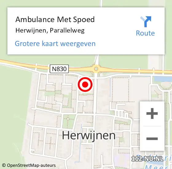 Locatie op kaart van de 112 melding: Ambulance Met Spoed Naar Herwijnen, Parallelweg op 18 maart 2022 15:06